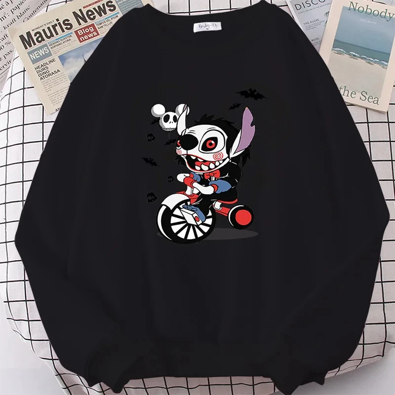 2024 MINISO New Autumn/Winter Boys&Girls Stitch Halloween Print O-Neck Sweater KID/Adult Casual Kawaii Parent-Child Pullover