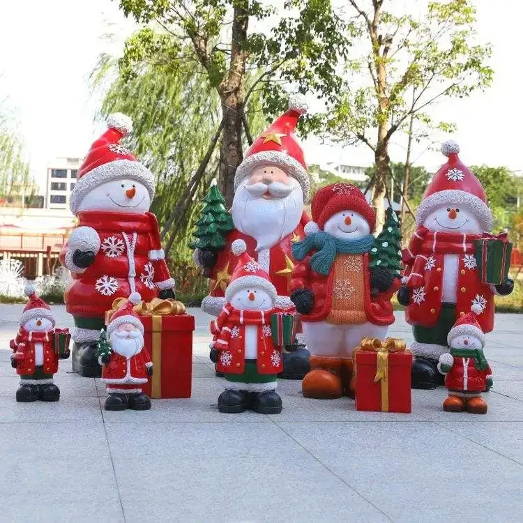 2023 Funny Giant Christmas Ornaments Fiberglass Santa Claus Figurine Home Decor Animatronic Outdoor  Decorations Sale