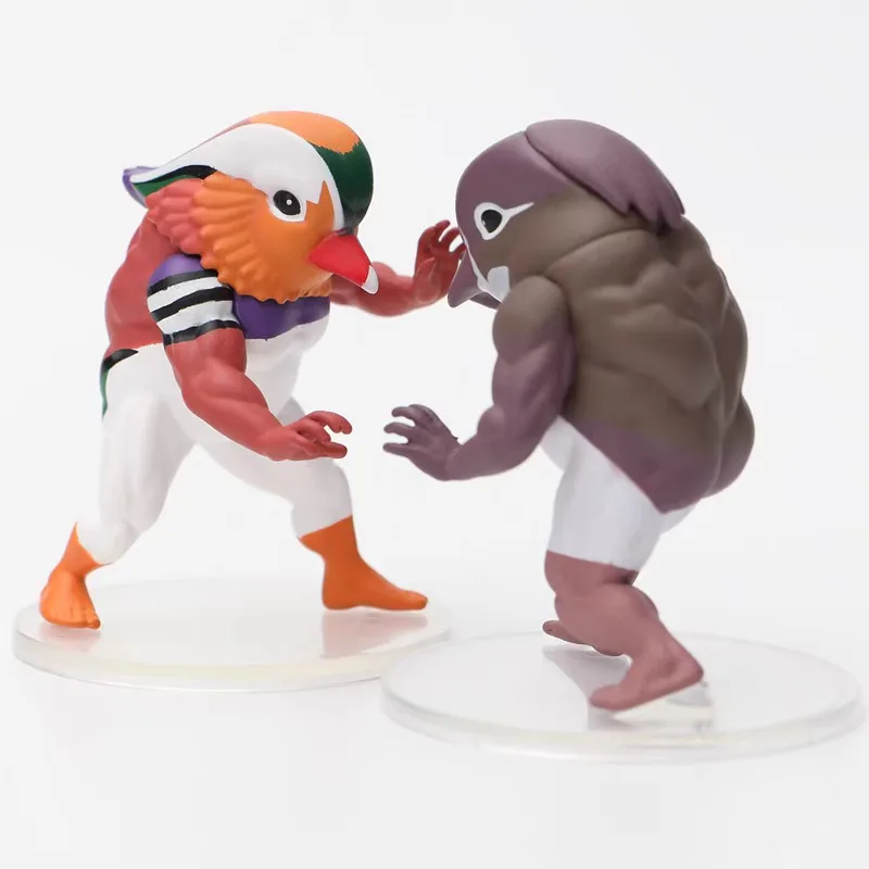 Original MEDICOM Gashapon Muscle Bird 6 Pelican Mandarin Duck Qversion Anime Animal Action Figure Model Toys Gifts Collection