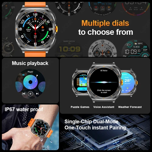 Imagen 2 del producto Reloj inteligente Z7 Ultra para hombres y mujeres, reloj 7 Ultra Amoled BT con llamadas, relojes con brújula para deportes al aire libre, reloj inteligente resistente al agua ECG + PPG