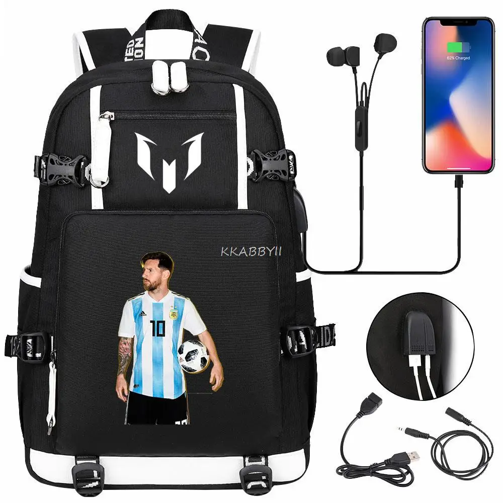 Messi Backpack Woman Men Canvas Camouflage School Bags Capacity Laptop Student Schoolbag Travel Unisex Laptop Mochilas