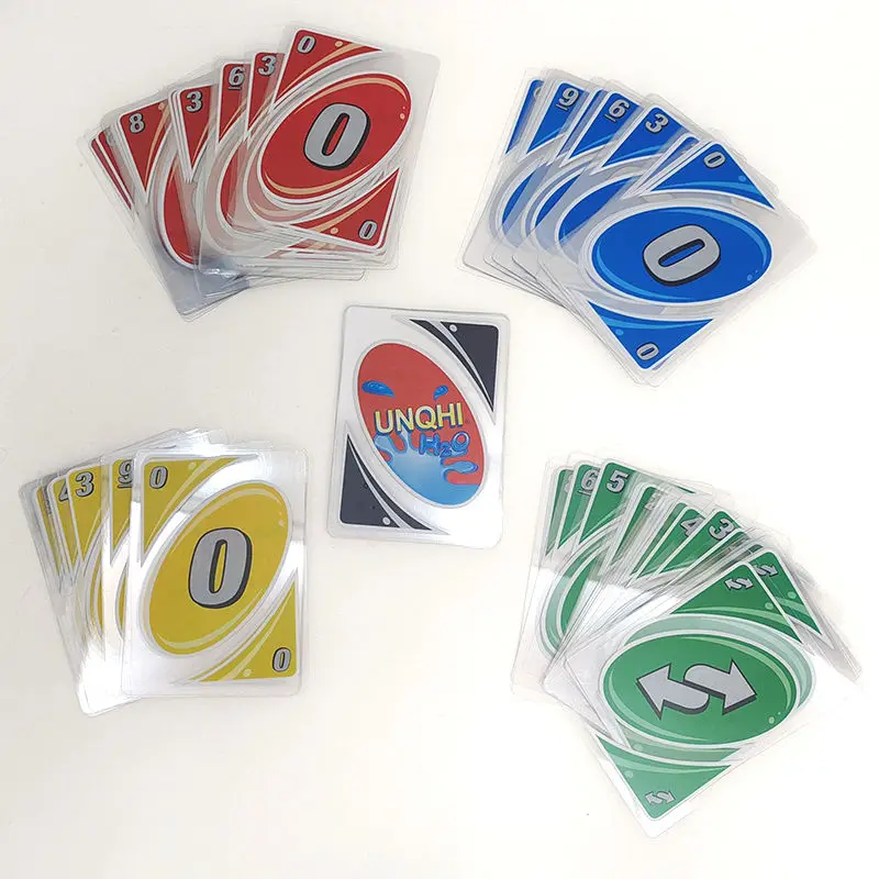 Uno Games-Cartes à jouer Flip Multiplay en PVC, ixde famille, Loisirs amusants, Transparent, Imperméable, Cadeaux d'anniversaire pour amis