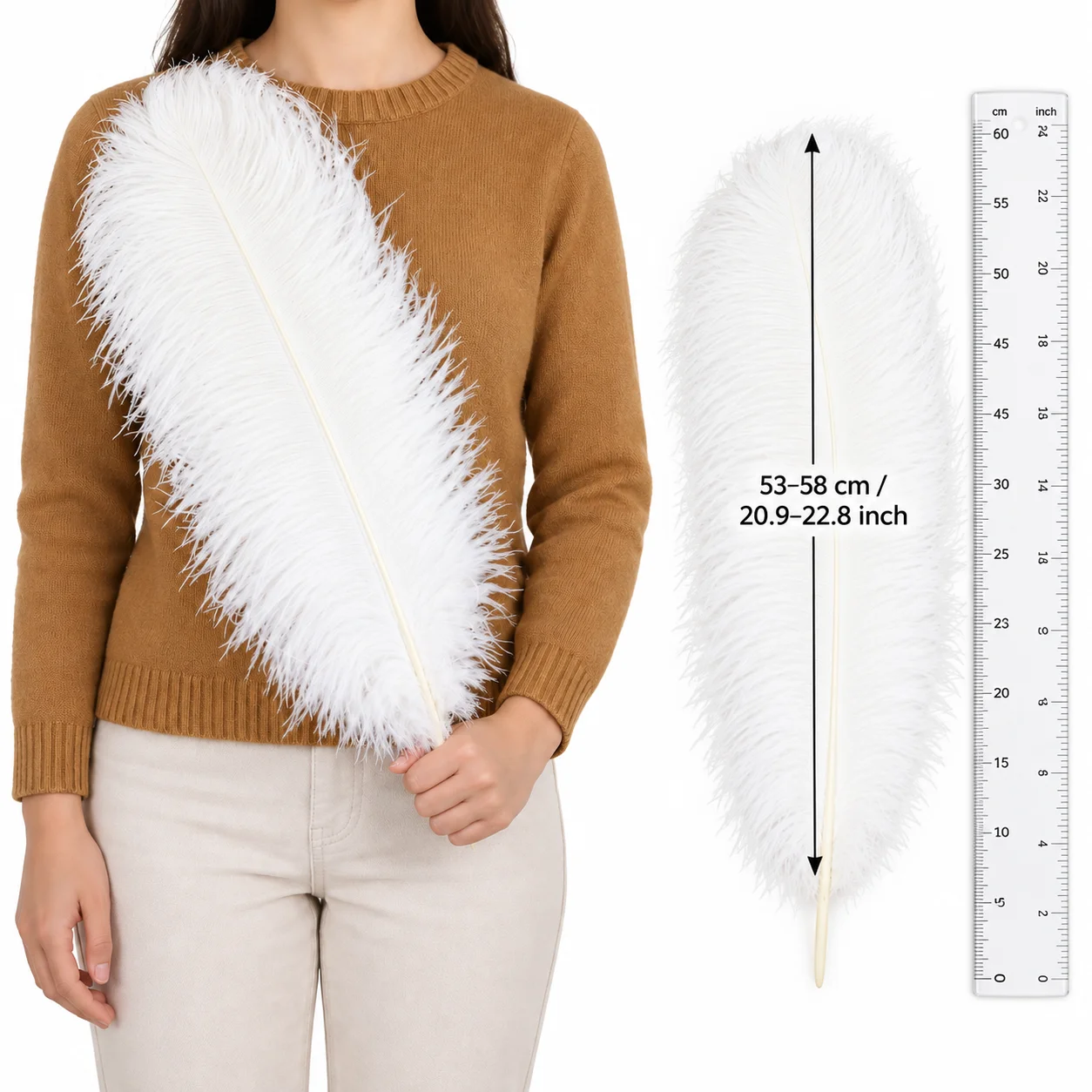 2/5/10PCS 21 Colors Natural Ostrich Feathers 53-58cm/20.9-22.8in Thin Quill Soft Plumes Wedding Party DIY Decoration