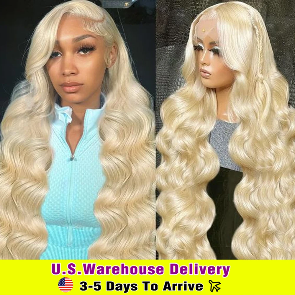 30-42inch Body Wave Lace Front Wig Human Hair 13x6 613 Blonde Color Long Wavy Wave HD Lace Front Wig Pre Plucked For Women 210%