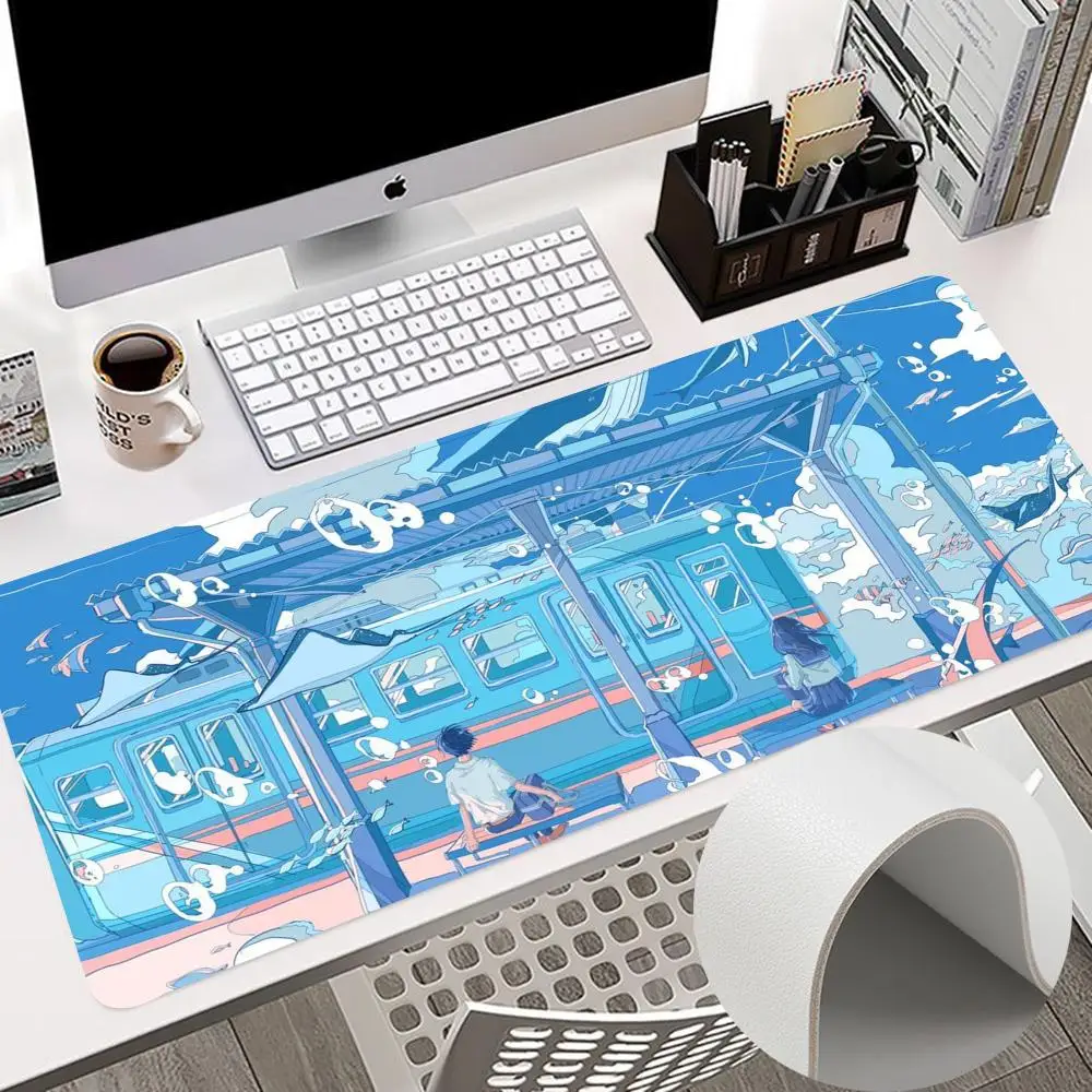 Anime B-Boys City Mouse Pad 900x400mm Keyboard PC Desk Pads HD Printing Computer Double Sided Leather Non-slip PU Mouse 80x40cm