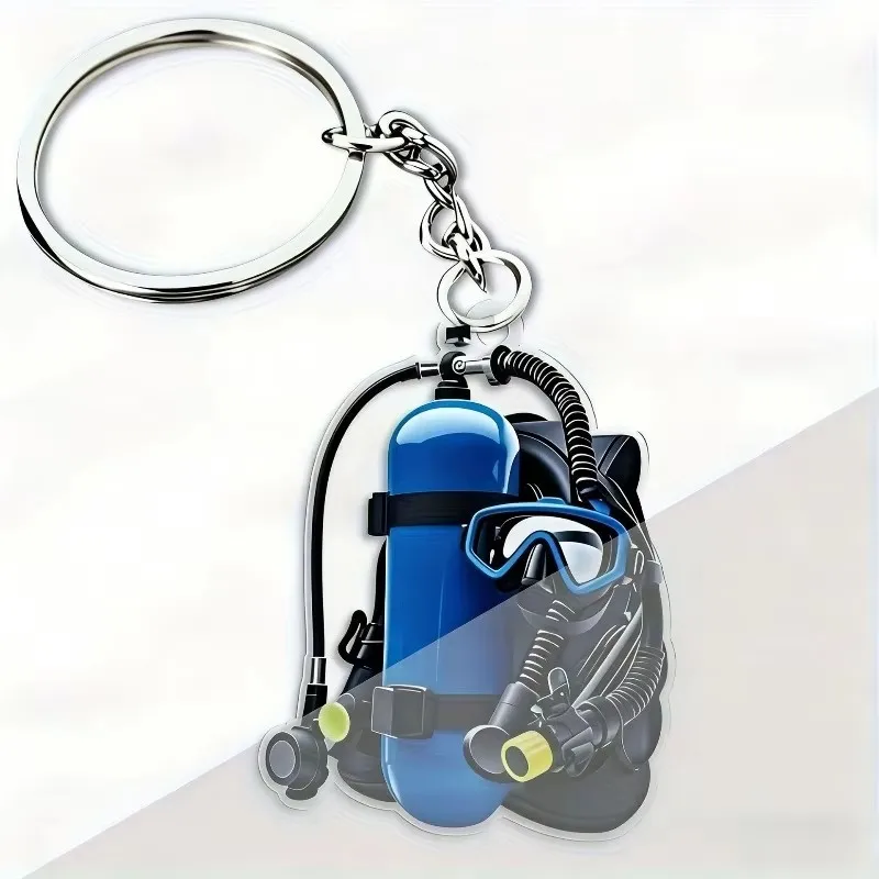 2D Flat Acrylic Creative Simulation Diving Equipment Keychain Fashion Backpack Decoration Fun Personalized Jewelry Gift