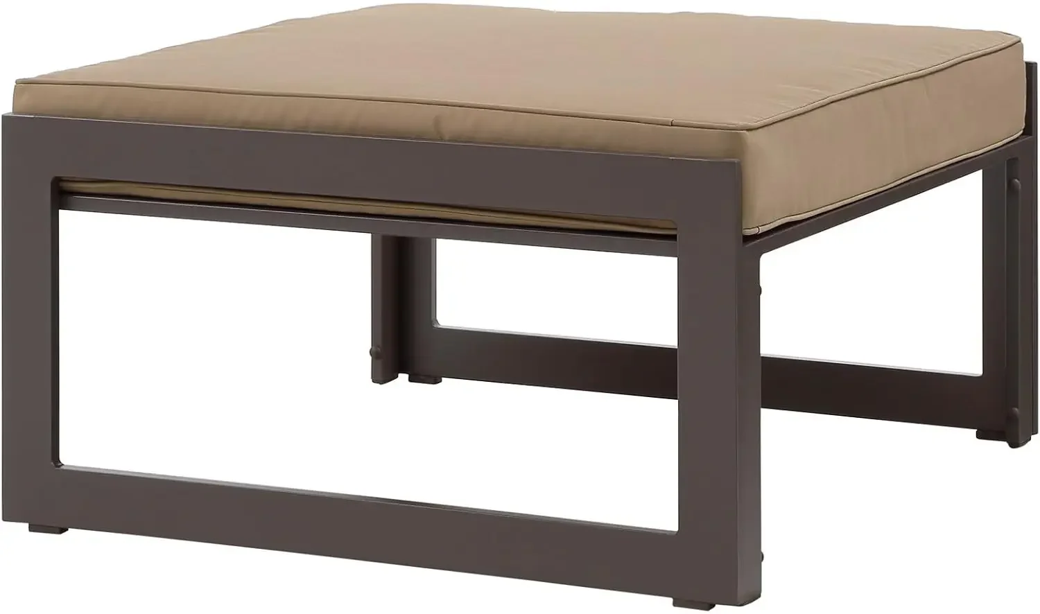 Aluminum Outdoor Patio Ottoman in Brown Mocha/Brown White/White Gray