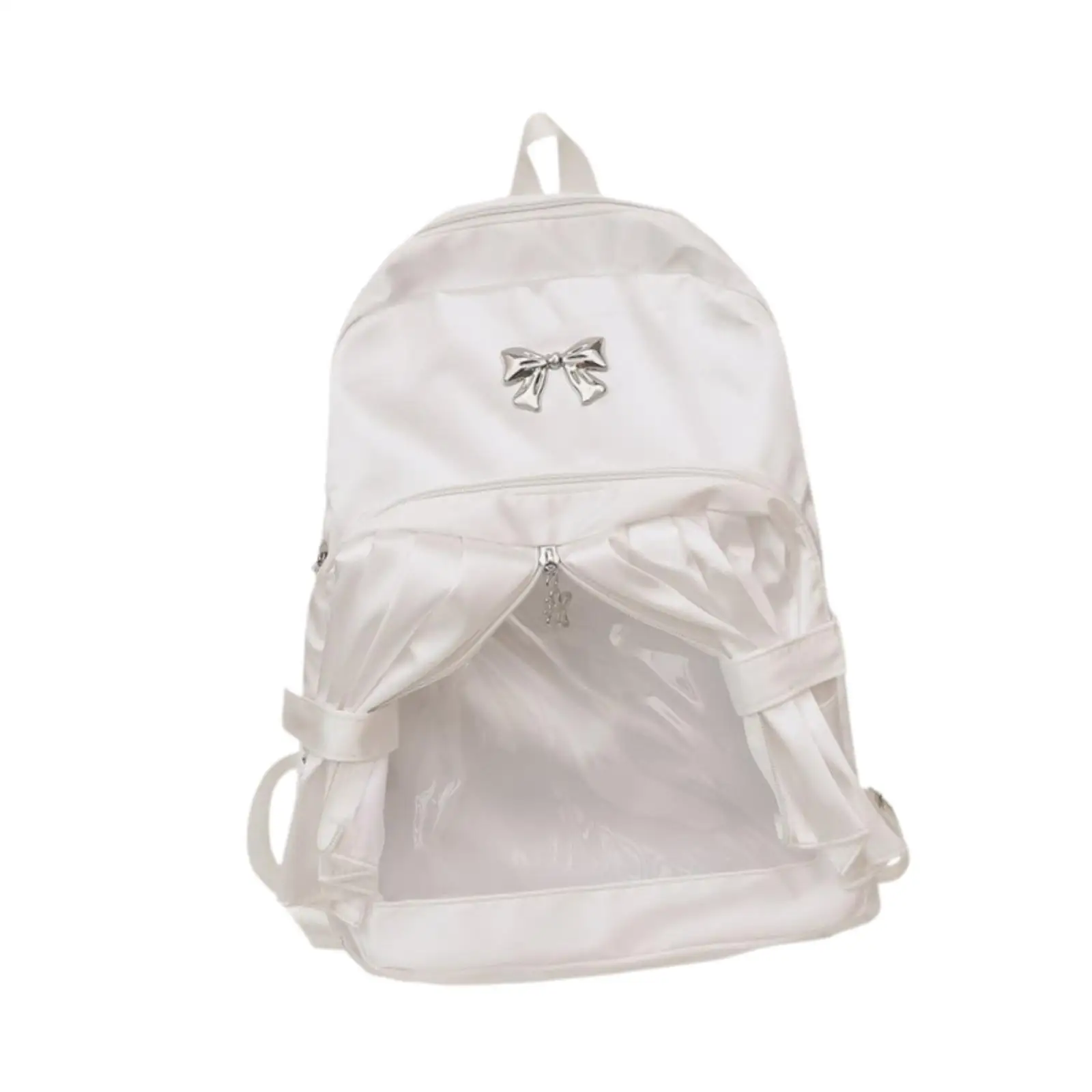 Versatile Women’s Travel Backpack Nylon PVC Girls Knapsack Large Capacity Portable Daypack Lightweight Bag for Street Style