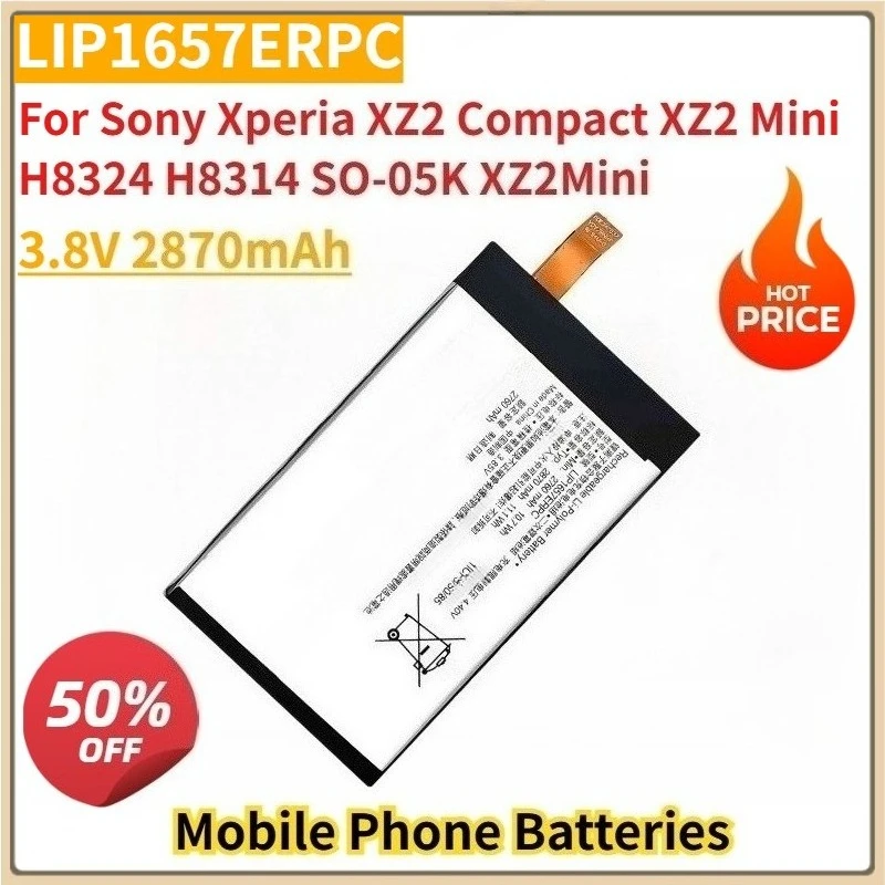 

Новый запасной аккумулятор для мобильного телефона LIP1657ERPC 3,8 В 2870 мАч для Sony Xperia XZ2 Compact XZ2 Mini H8324 H8314 SO-05K XZ2Mini