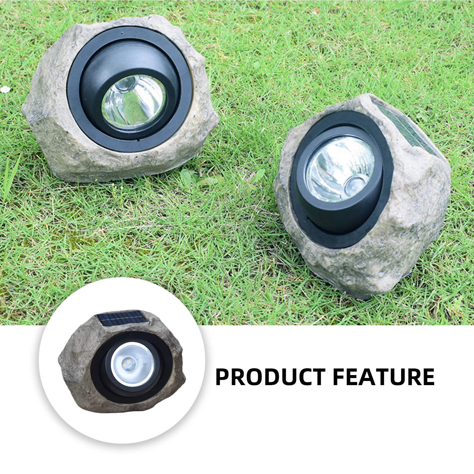 مصباح الحجر الشمسي أضواء ساحة مقاوم للماء مادة الراتنج في الهواء الطلق مصابيح LED إضاءة رومانسية فناء مسار حديقة ديكور تعمل بالطاقة الشمسية #5