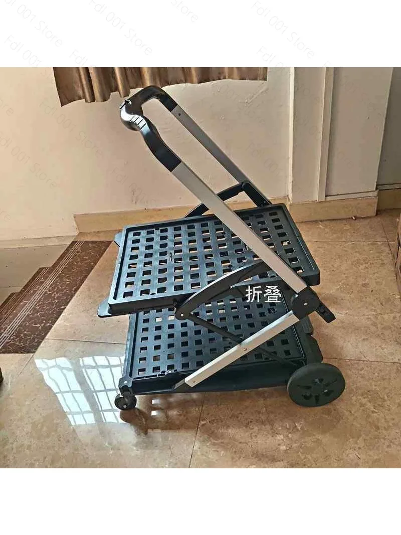 2026 Office Double Folding Tool Trolley Portable School Dining Room File Cart Trolley