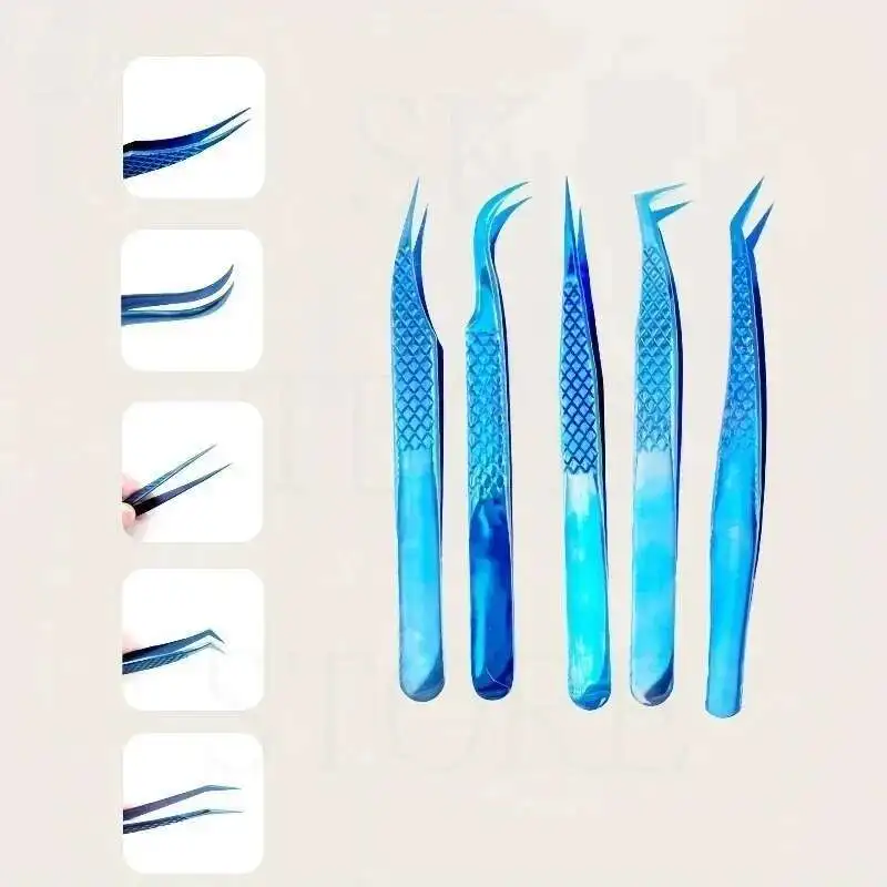1pcs Dream Blue Ultra-fine Premium Beauty Makeup Tweezers For Eyelashes Extension Pinzas Super Precision Phone Repair Hand Tool