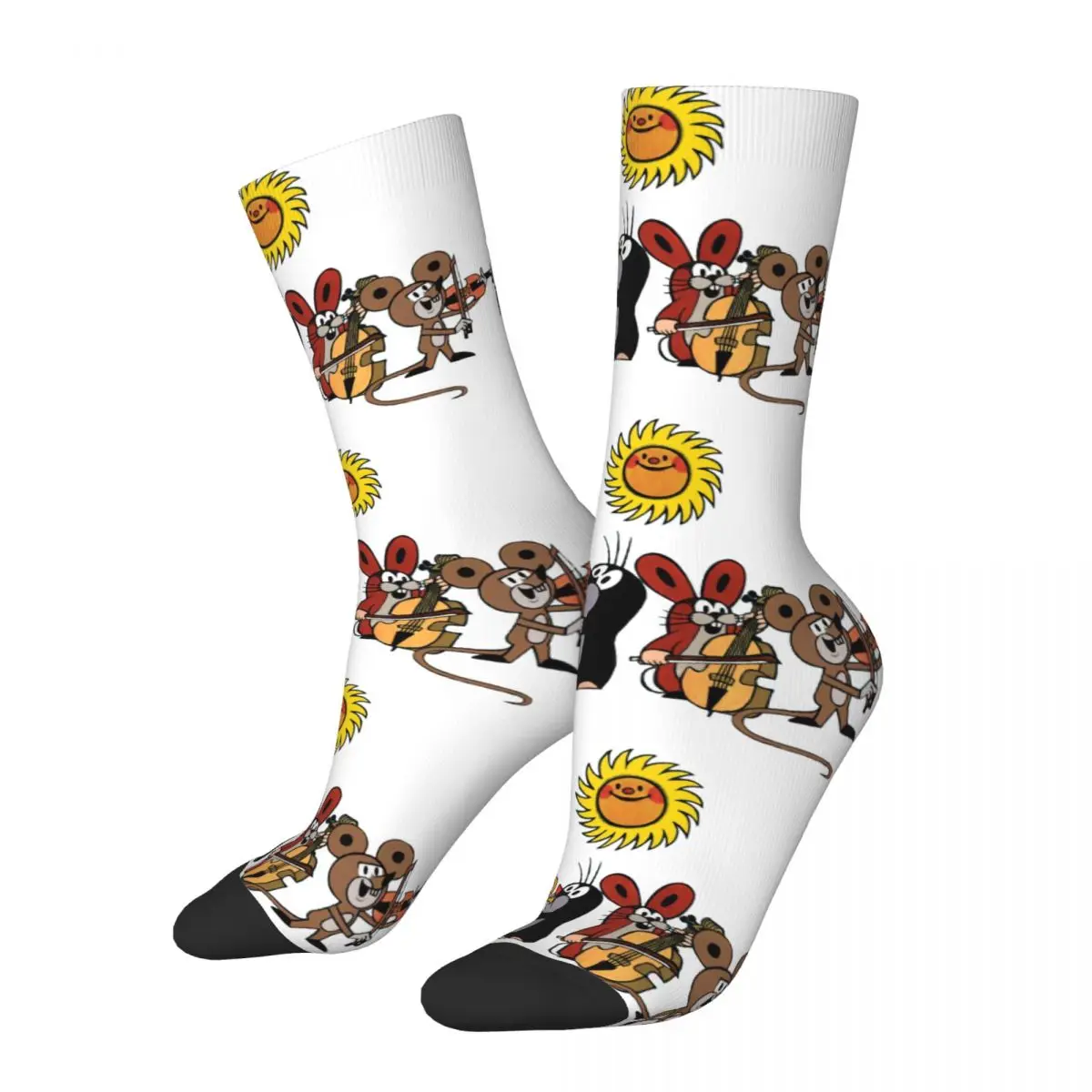 Funny Crazy Sock for Men Concert Hip Hop Vintage Krtek The Mole Happy Quality Pattern Printed Boys Crew compression Sock