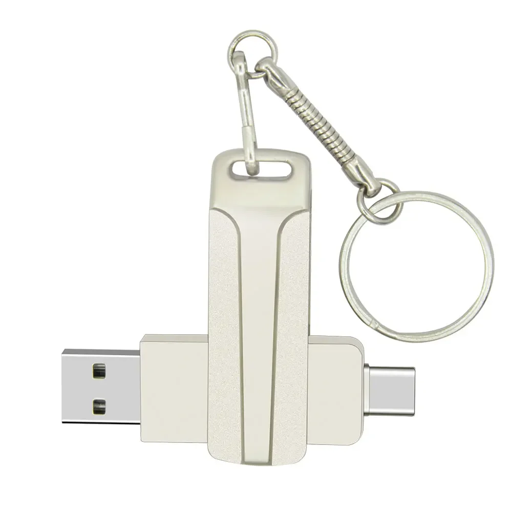 محركات أقراص فلاش USB نوع C للهواتف الذكية ، عصا ذاكرة متعددة الوظائف مع سلسلة ، يو ديسك ، محرك قلم معدني ، 32 جيجابايت ، 64 جيجابايت ، جيجابايت ، 2 في 1