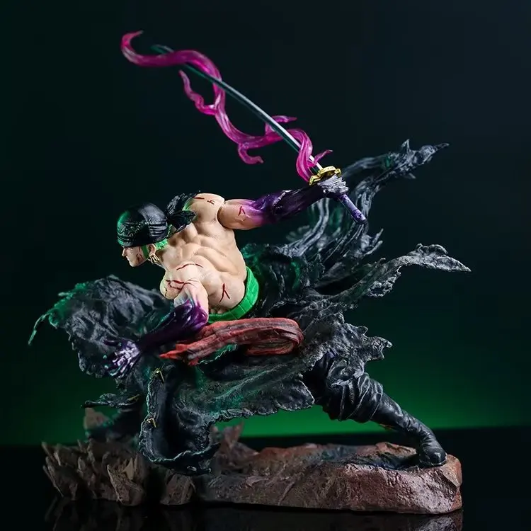 One Piece Anime Statua Bloody Zoro Statua a doppia testa Figura Squisita fattura Animazione Figura Statua Decorazione del desktop