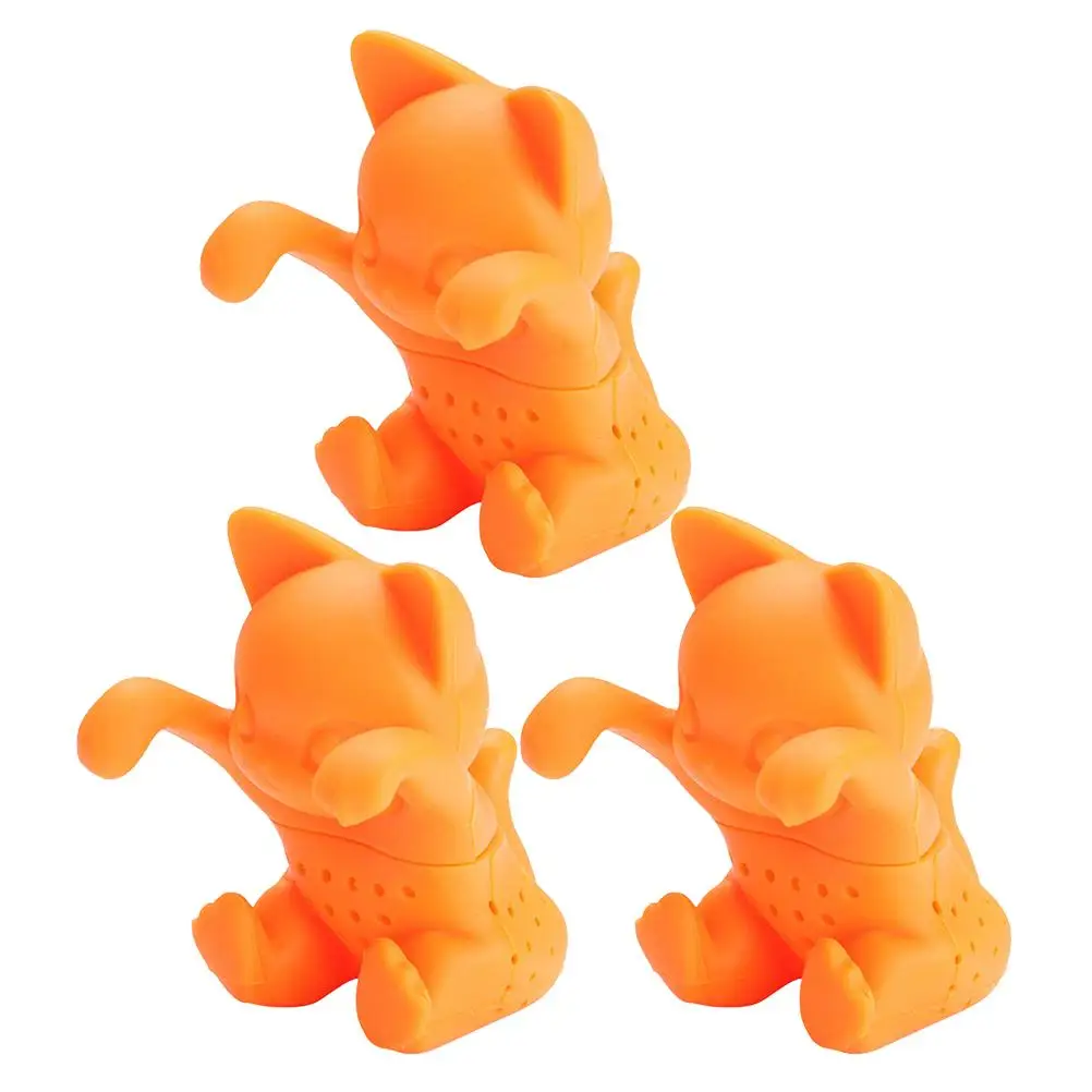 

3pcs Silicone Tea Infusers Cute Mesh Cat Tea Steeper Strainers Dishwasher Safe Loose Leaf Filter Kitchen Bar Accessories