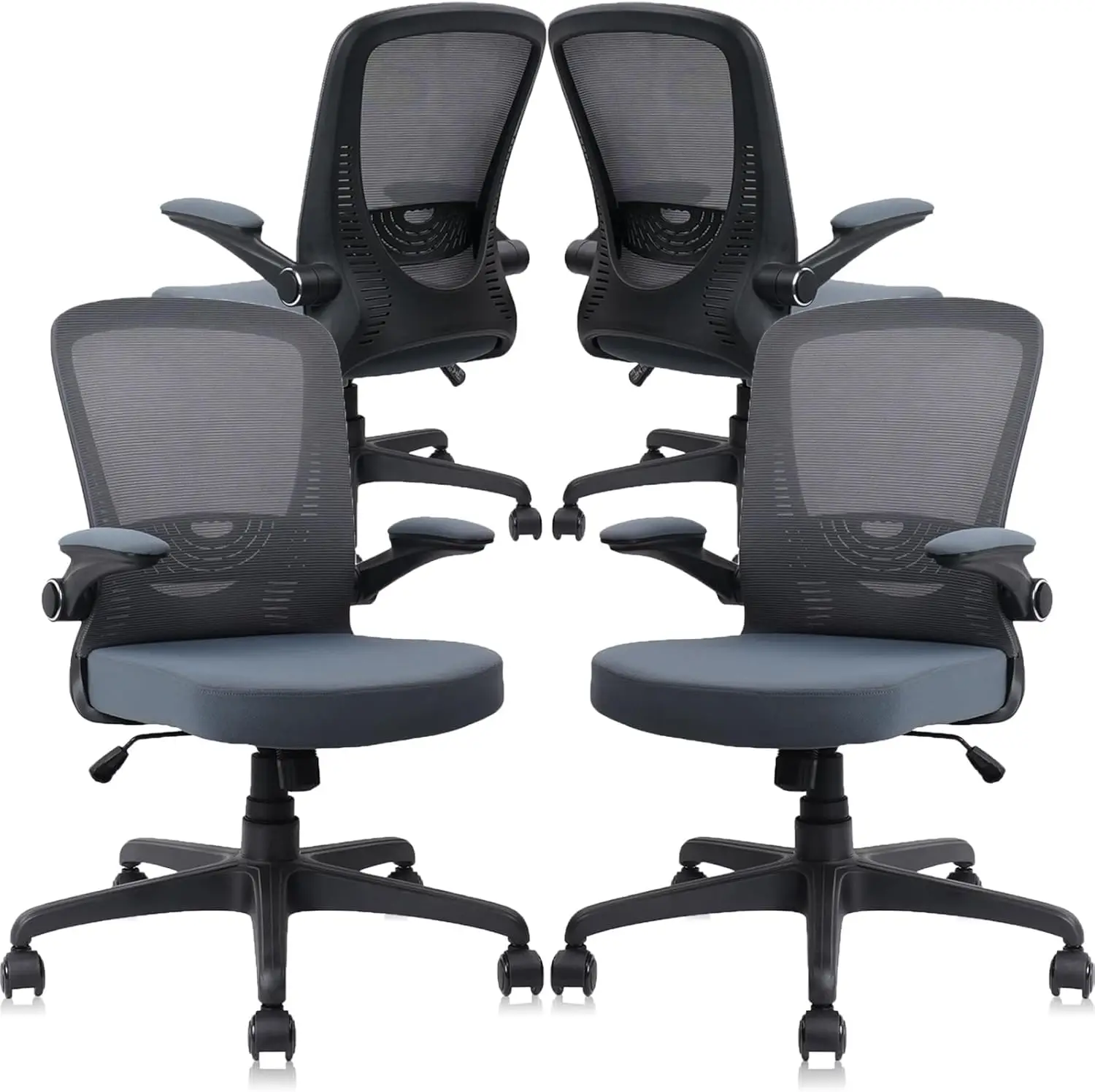 

Desk Chairs With Wheels, Ergonomic Rolling Mesh Office Chair Adjustable Height And Lumbar Support Home Office Computer Chair
