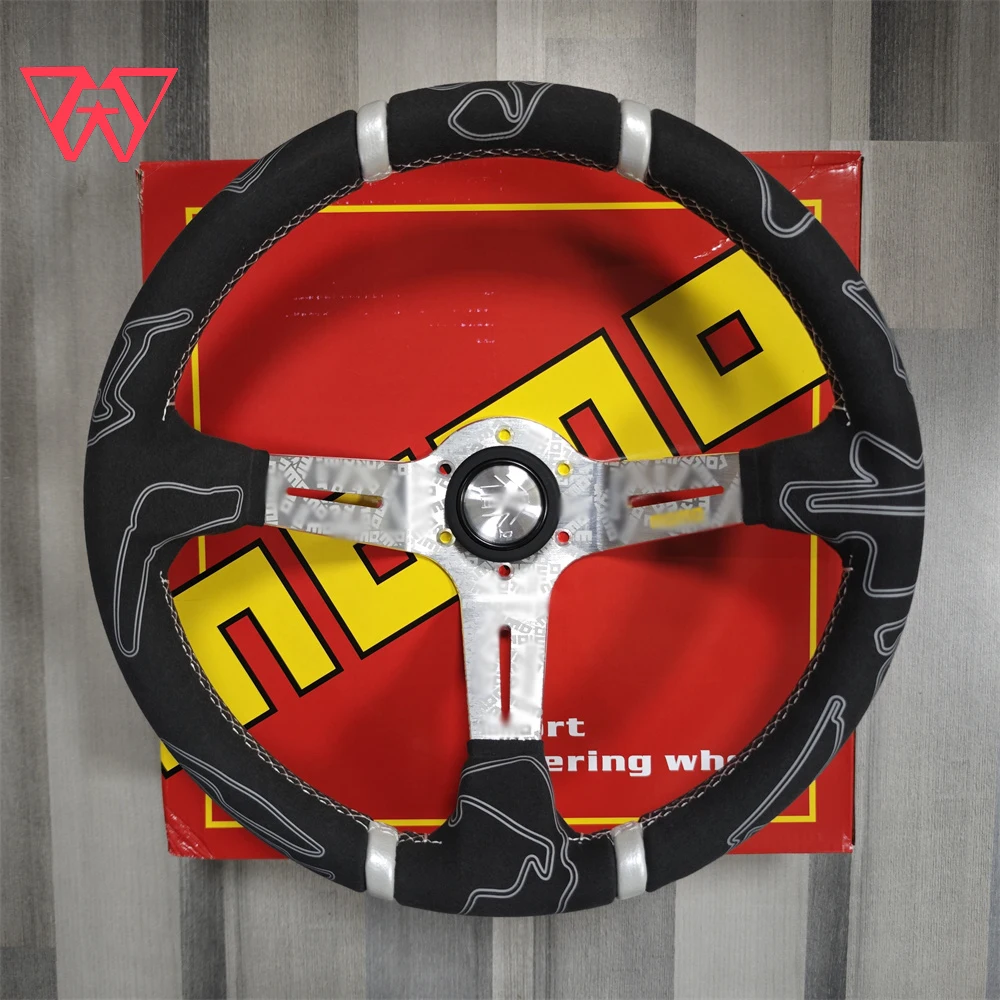 

14 Inch 350mm Modification Suede Steering Wheel Frosted Personalized Competitive Racing Steering Wheel Universal