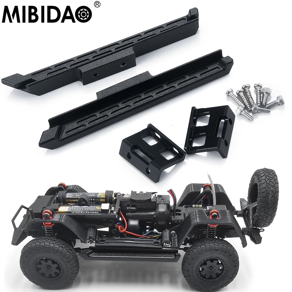 MIBIDAO 2Pcs Metal Side Pedal For Kyosho Mini-Z 4X4 Jeep Wrangler Unlimited Rubicon 1/24 RC Crawler Foot pedal DIY Accessories