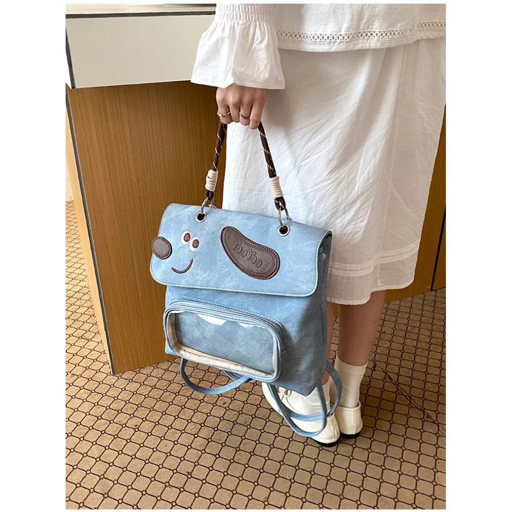 New Korean Style Frosted Large Capacity High Quality Commuter Handbag Sweet Ulzzang Y2K Ita Bag Cute Cartoon Backpack for Women