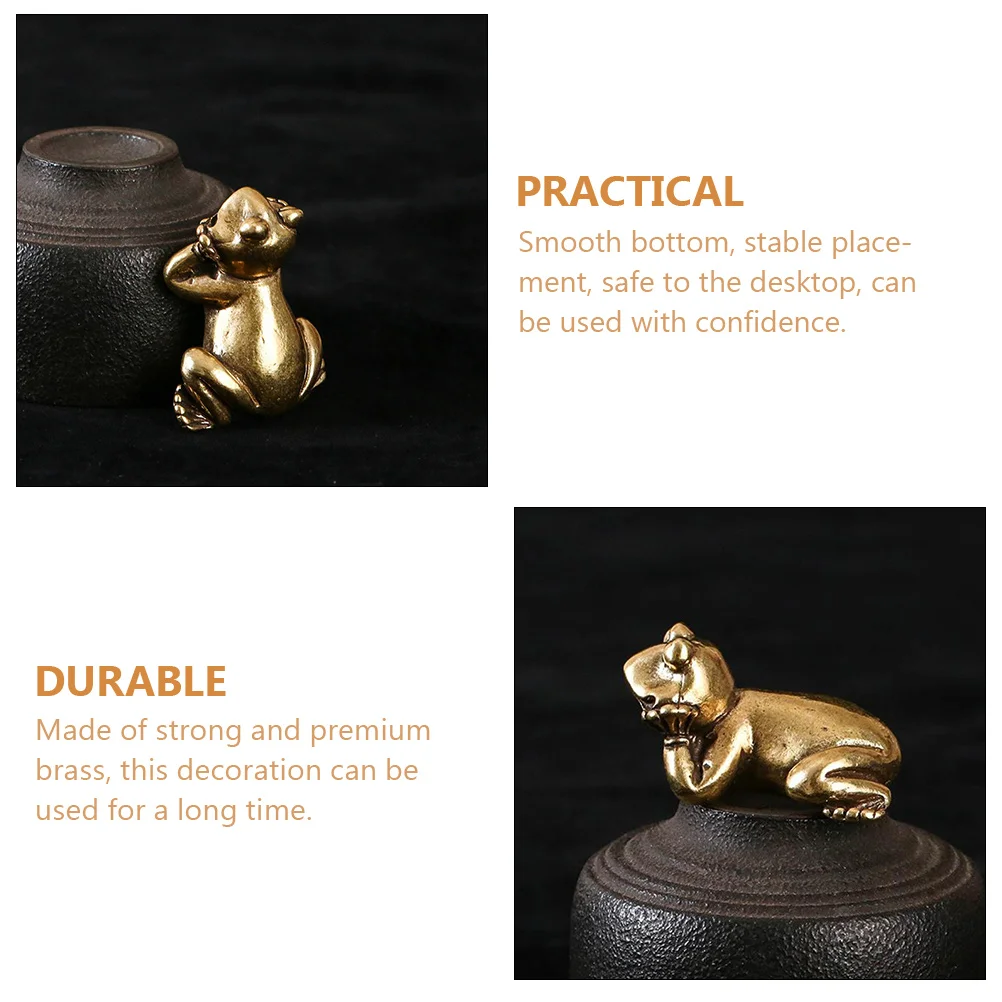 

Copper Frog Ornament Statue Home Brass Miniature Figurines Adorable Decor for Vintage