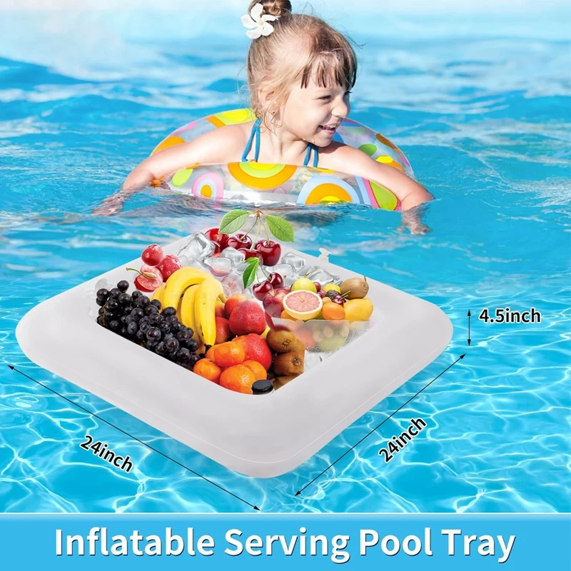 Inflatable Pool Drink Float Tray Portable Large Capacity Drink Float Tray for Beach Party Supplies Ice Serving Buffet Bar