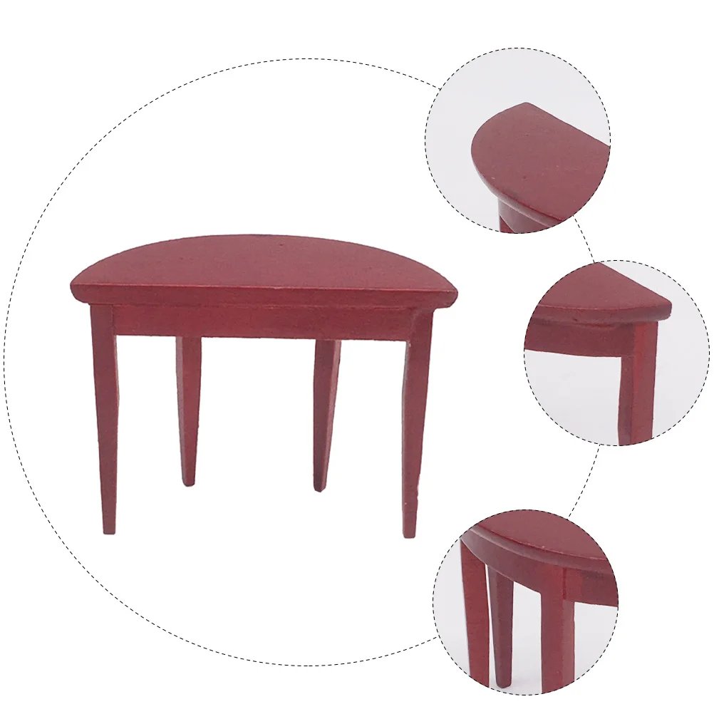 Desk Home Decor House Half Round Table Model Mini Furniture Toy Room Miniature Red Child