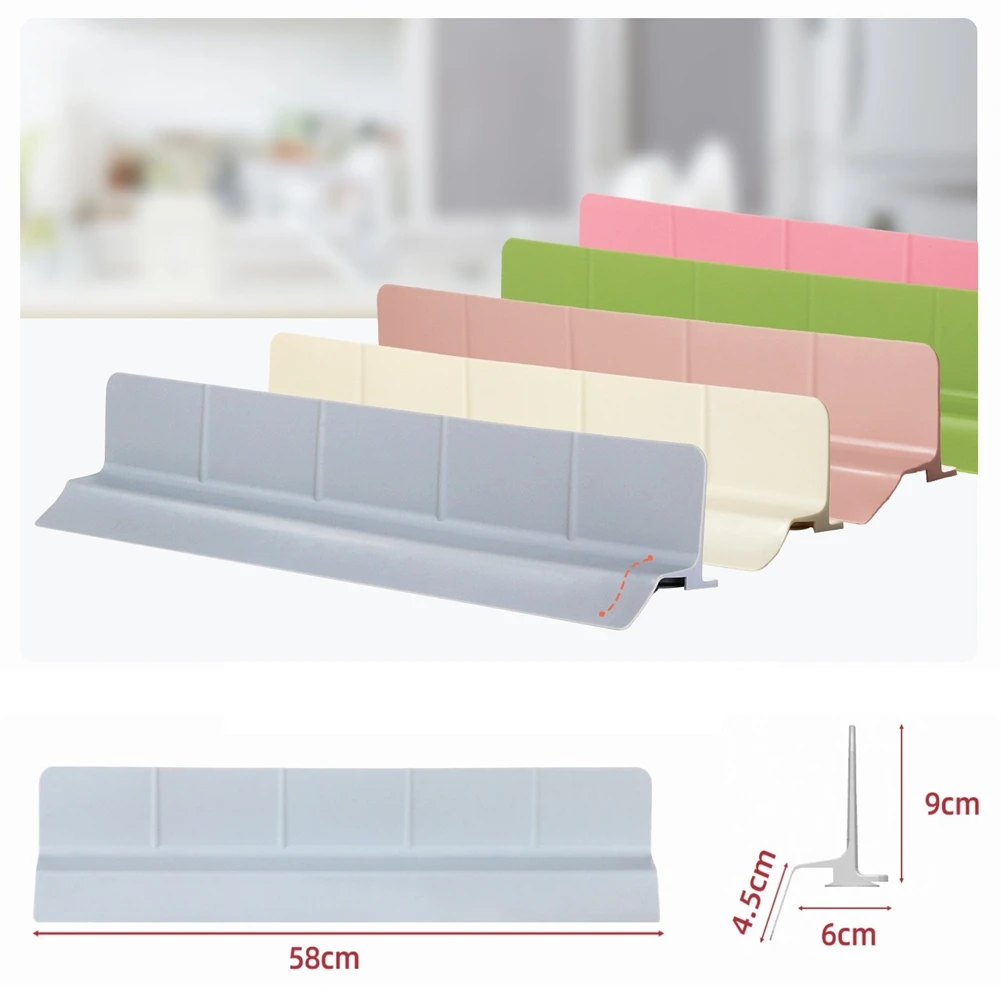 Silicone Sink Splash Guard 58x10x9cm Suction Cup Base Water Baffle For Kitchen And Bathroom Sinks Non Slip