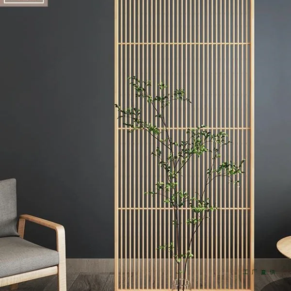 Barrier-free screen, bamboo partition, solid wood grille, modern movable entrance hall, floor-to-ceiling seat screen