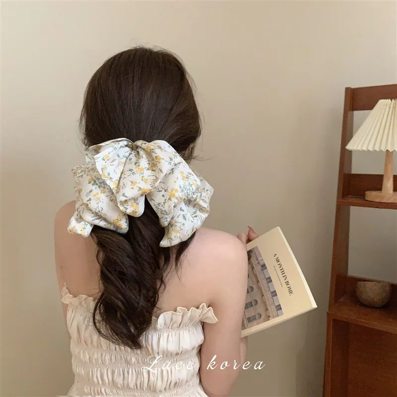 Mesh Crushed Flower Multi-Layer Bow Hair Clip Super Fairy Fluffy Chiffon Spring Clip Headdress Hairpin Clip Hair Accessories