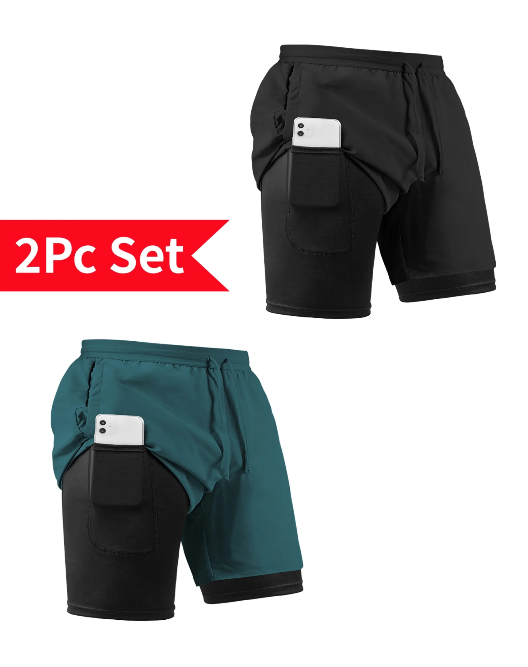 

Summer men's short pants, outdoor casual loose and breathable shorts, quick-drying fabric, with pockets, two-piece set