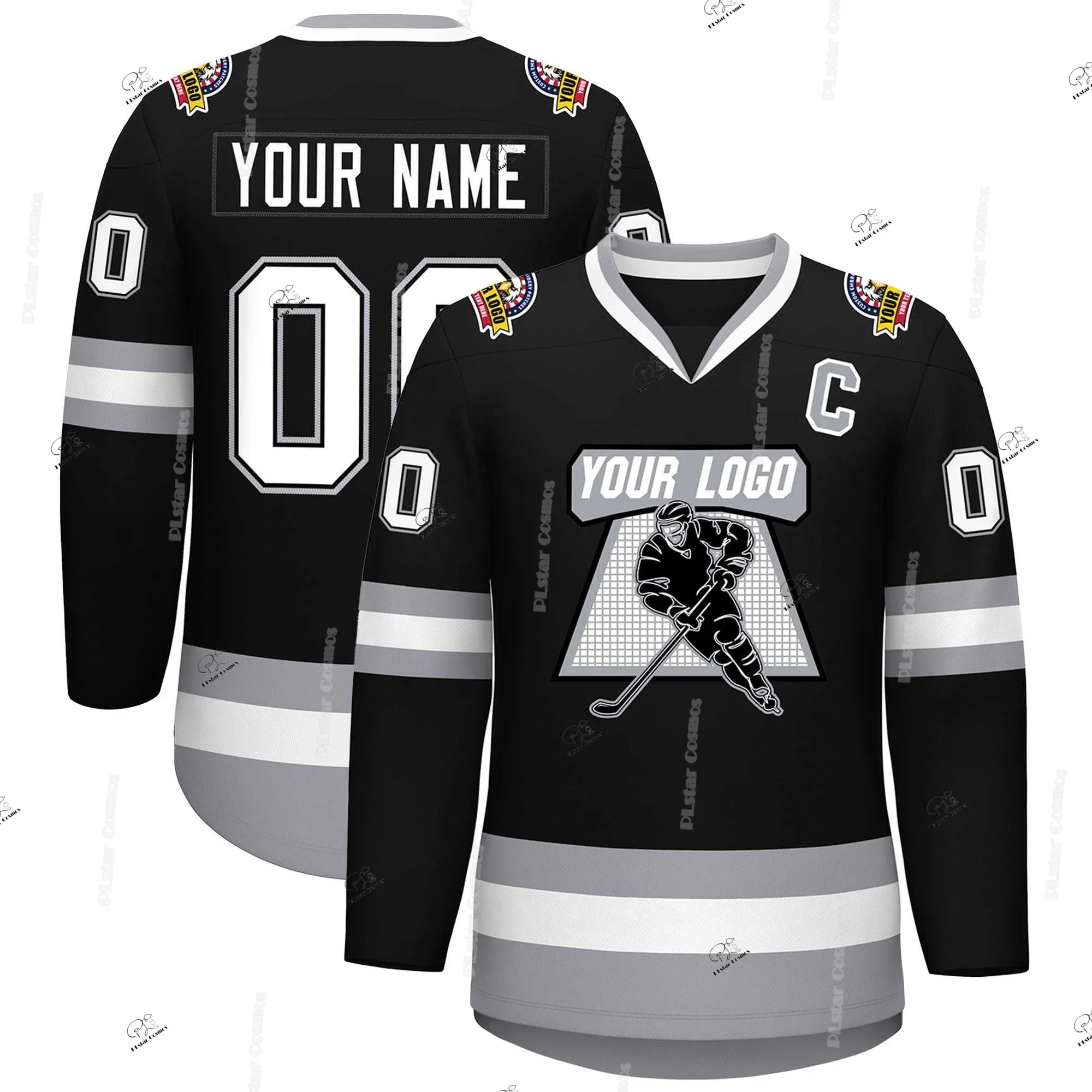 Custom Name Team Suits Gradient Graffiti Colorful Vintage Retro Breathable Pullover 3DPrint Casual V-Neck Hockey Jersey Shirts 7