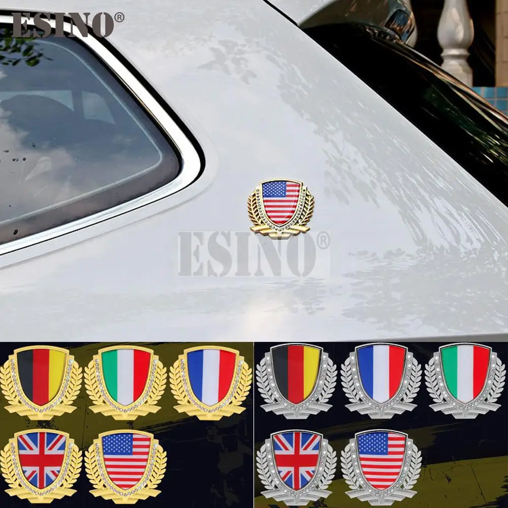 

Car Styling UK USA Germany Italy France National Flag Metal Zinc Alloy 3D Adhesive Emblem Badge Sticker Decal Auto Accessory