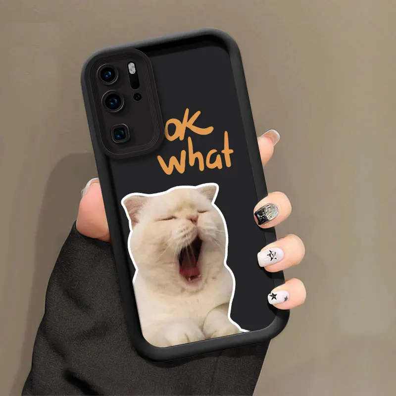 New Silicone Soft Phone Case For Huawei P30 P50 P20 P40 Pro Lite Anime Cats Pattern Camera Lens Protection Shockproof Cover Capa