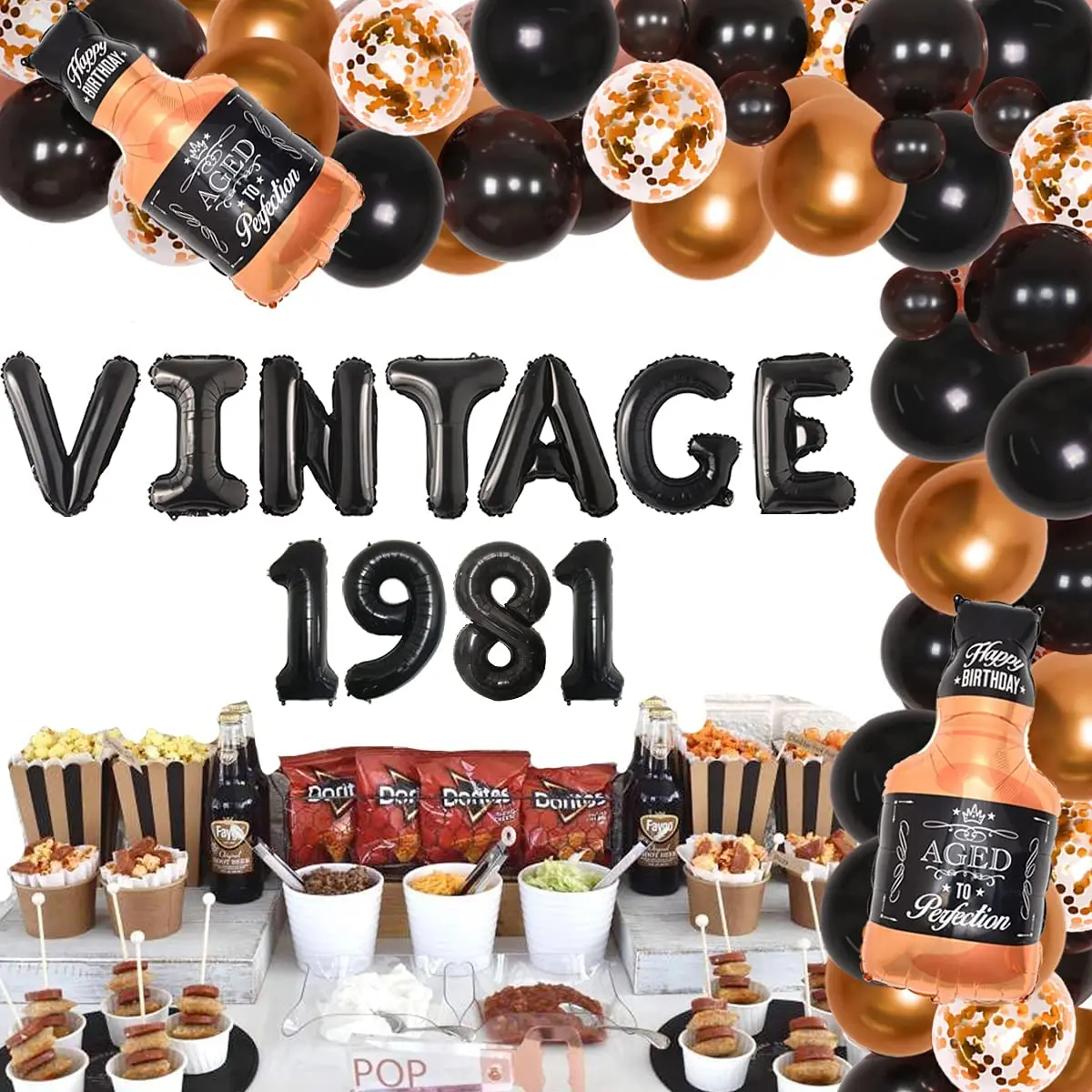 

40th Birthday Decorations for Men Whiskey Birthday Party Decorations Vintage 1982 Balloon Garland Kit for 40 Years Old Birthday