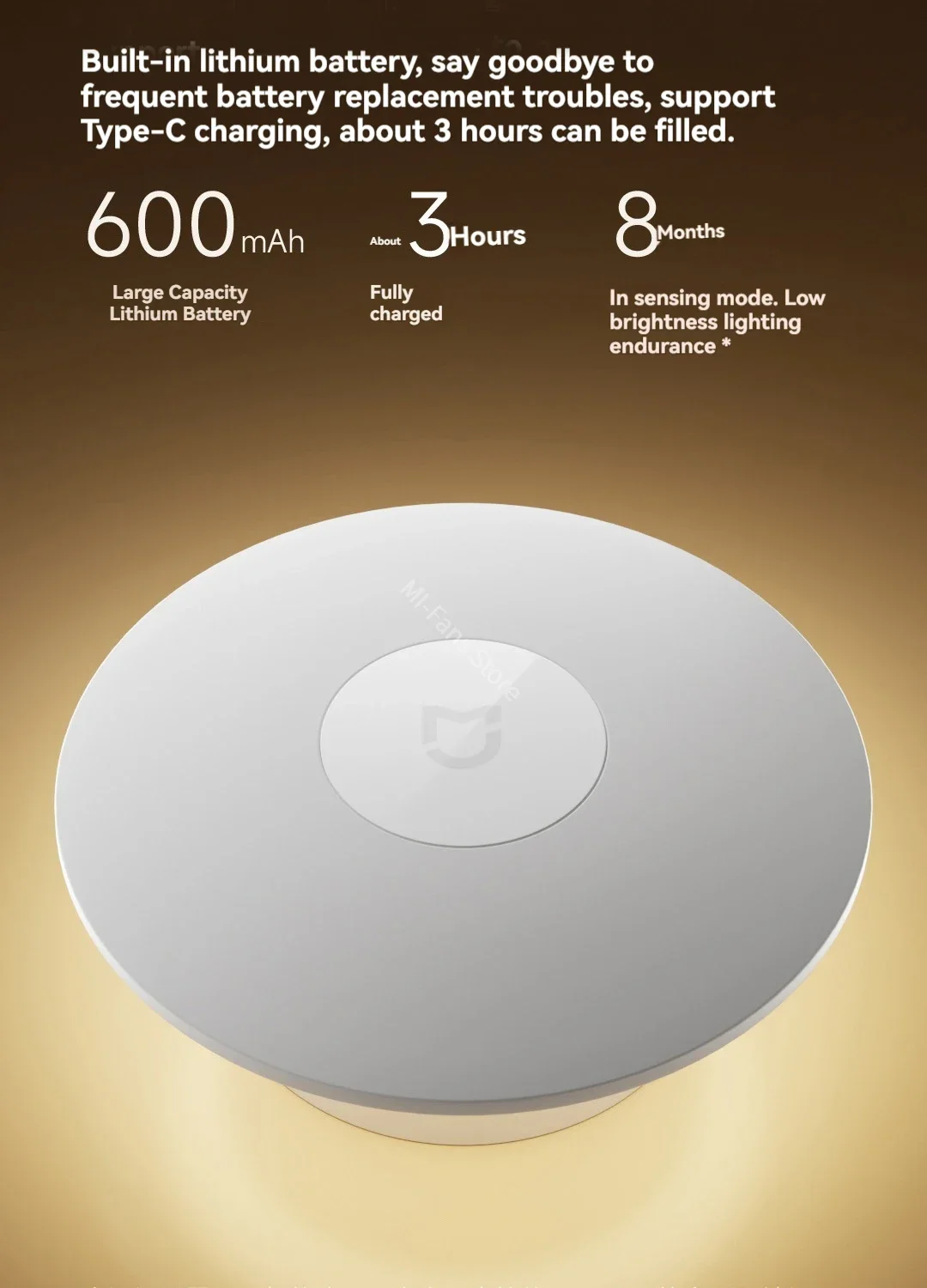 Xiaomi Mijia Night Light 3 Type-C Rechargeable 600mAh Dual Sensor Automatic Induction Brightness Adjustable Soft Night Lamps