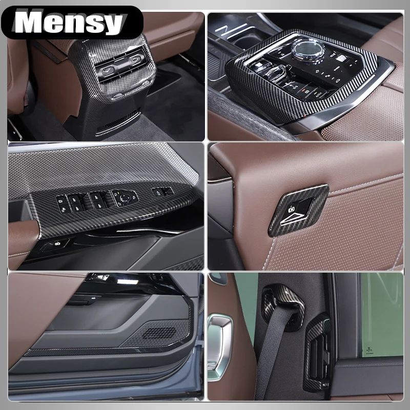 

For BMW 7 i7 series G70 2023 2024 2025 ABS Carbon Fiber Car Shift panel Rear air vent Frame Trim Cover Sticker Auto Accessories