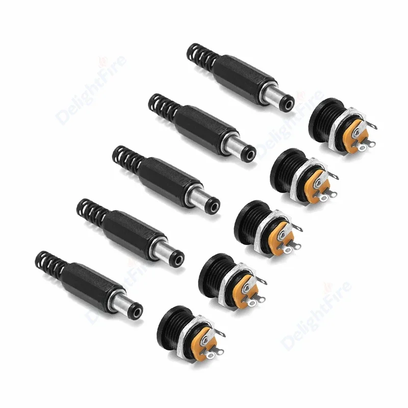 5.5mm 2.1mm 2.5mm Barrel Plug DC Power Connector Male Female Metal Panel Mount Socket Jack Adapter for PCB Video Audio LED DIY