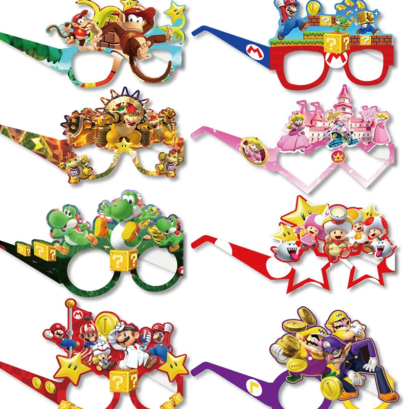 

Super Mario Cute Passable Theme Birthday Games Party Paper Glasses DIY Photo Props Decorative Items Kids Love Gifts