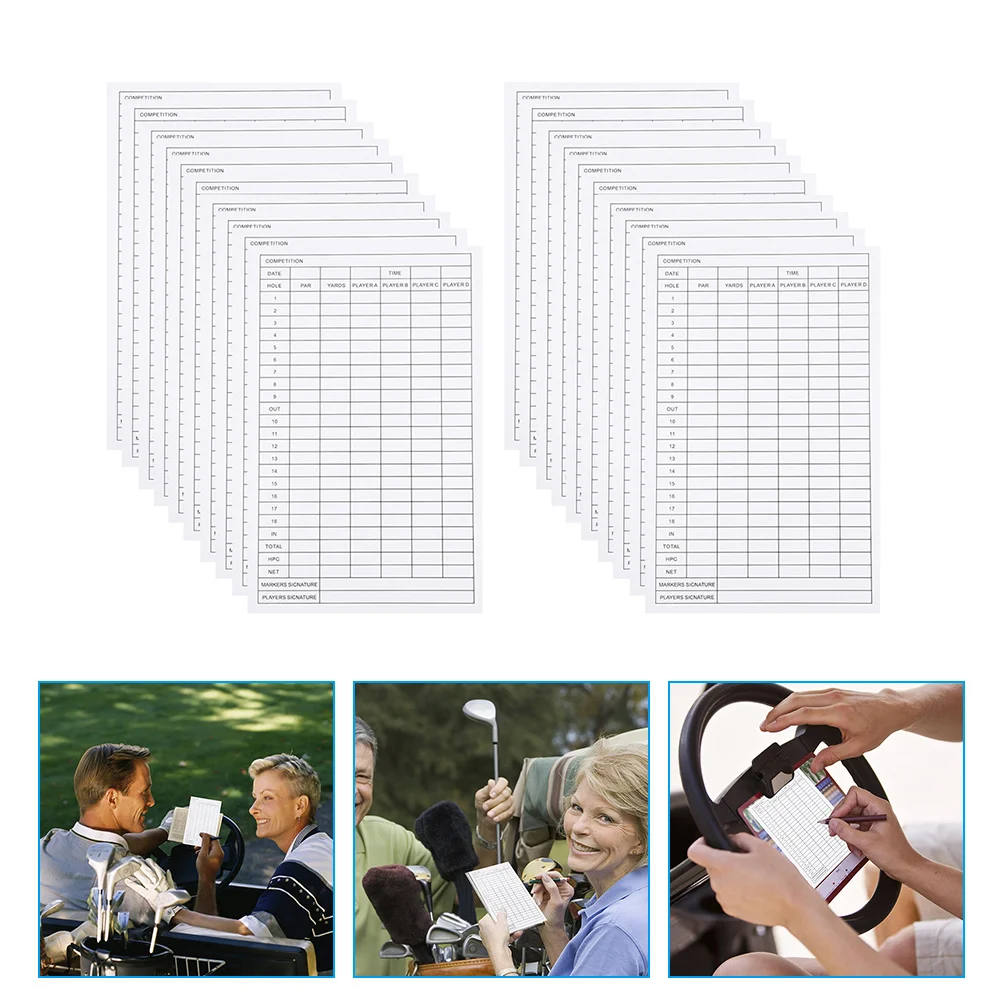 20 Pcs Golf Scorecard Coated Paper Scorecards Scoreboard Competition Supply Golfs Supplies Premium Record Tool for Use