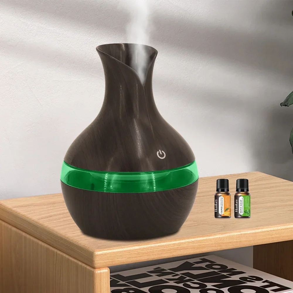 مرطب USB محمول 300 مل للمنزل والمكتب، موزع روائح عطرية مع تحكم باللمس، يتضمن زيتين أساسيين