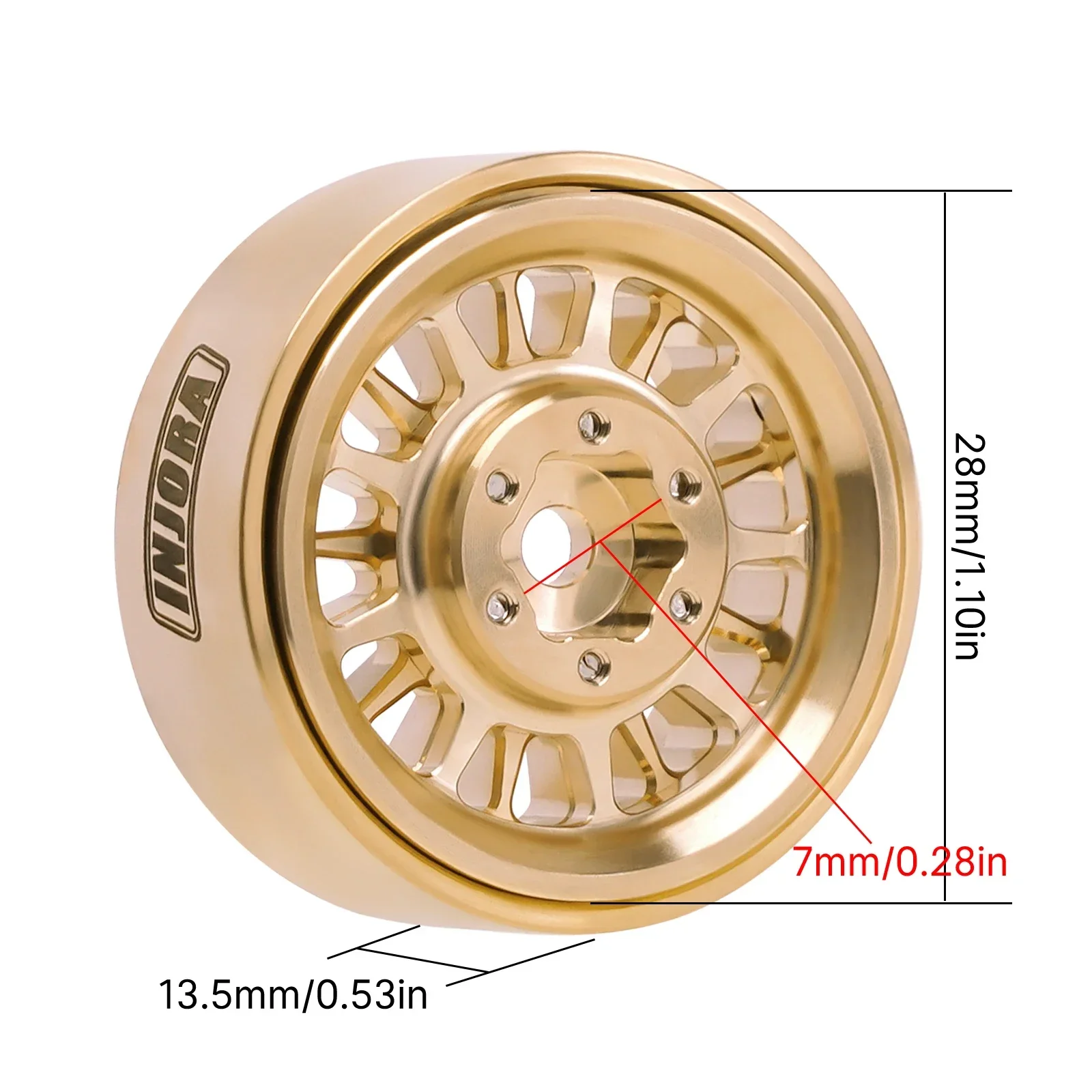 1.0 Plus Beadlock Brass Wheel Rim for 1/24 1/18 RC Crawler TRX4M Ascent18 SCX24 FCX24 (W1109)