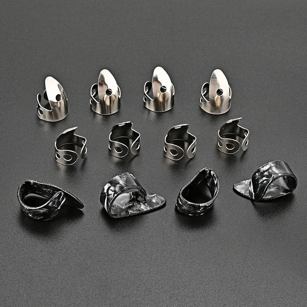 

12Pcs Metal Guitar Finger Picks Durable Reusable Protect Fingers Pain Sweat Realistic Sound Beginners Professional Guitar