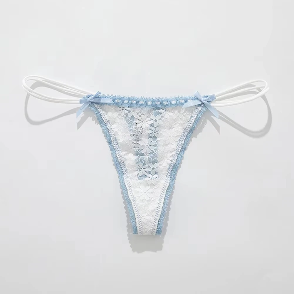 

Lace Bow Panties Low Waist Panties Daily Wear Home Wear Solid All Seasons Breathable Casual Medium Elasticity G String Thongs