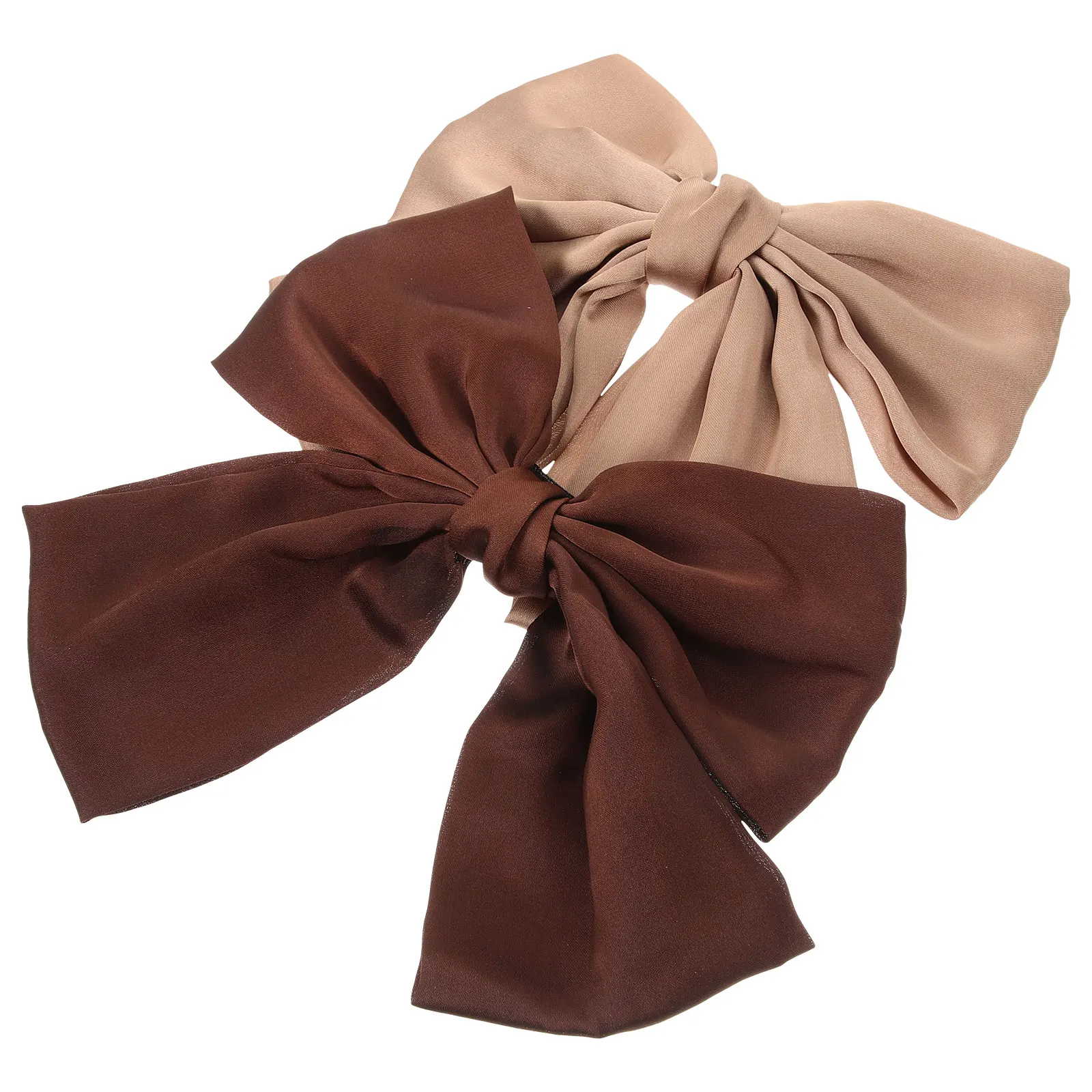 

2pcs Bow Hair Clips Large Ergonomic Lightweight Deep Coffee Light Coffee Color Spring Clasp Women Hairstyles Accessories