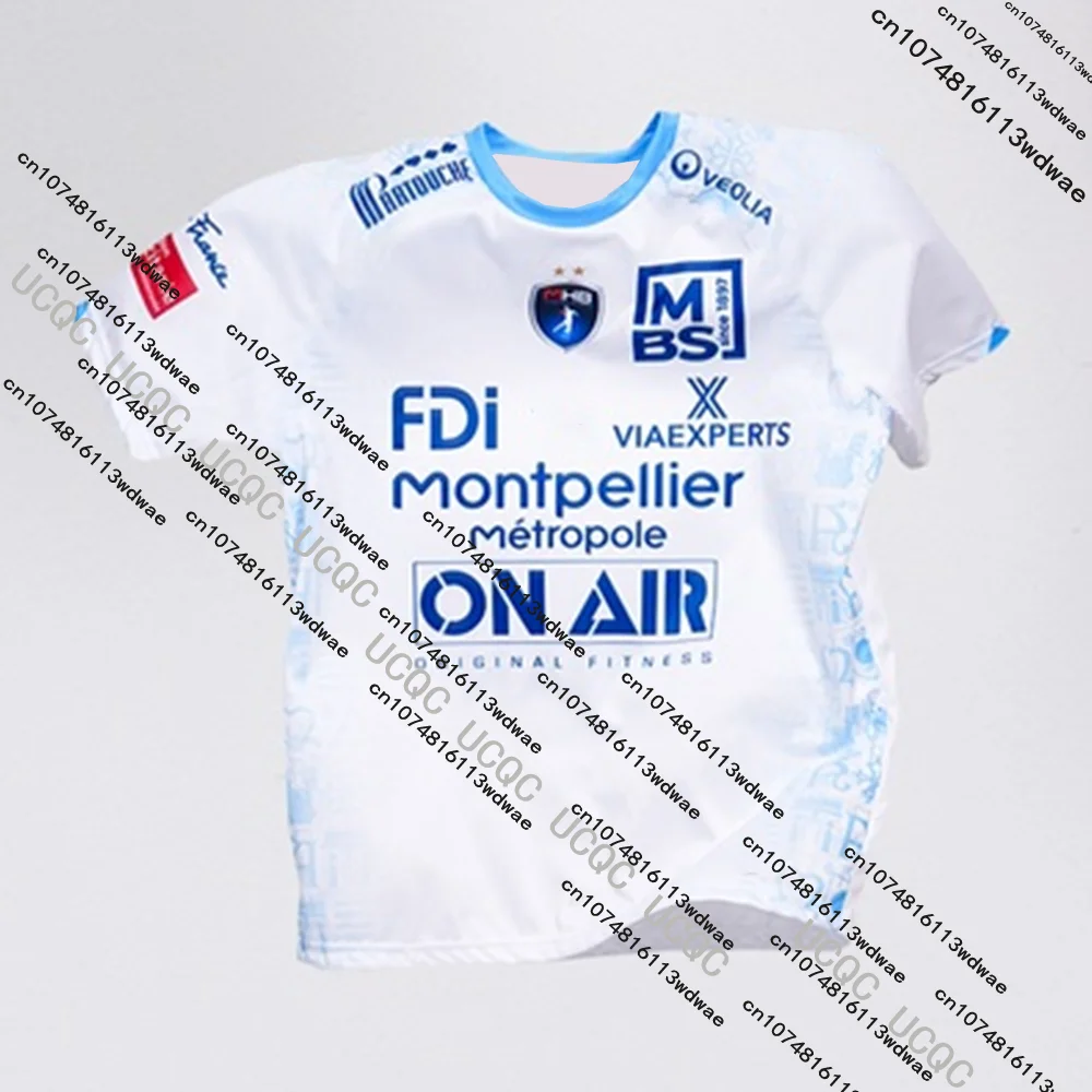 25/26 جديد وصول مونبليير كرة اليد جيرسي فرنسا عادية الرجال الرياضة قصيرة الأكمام الكبار والأطفال تنفس سريعة الجافة ملابس رياضية