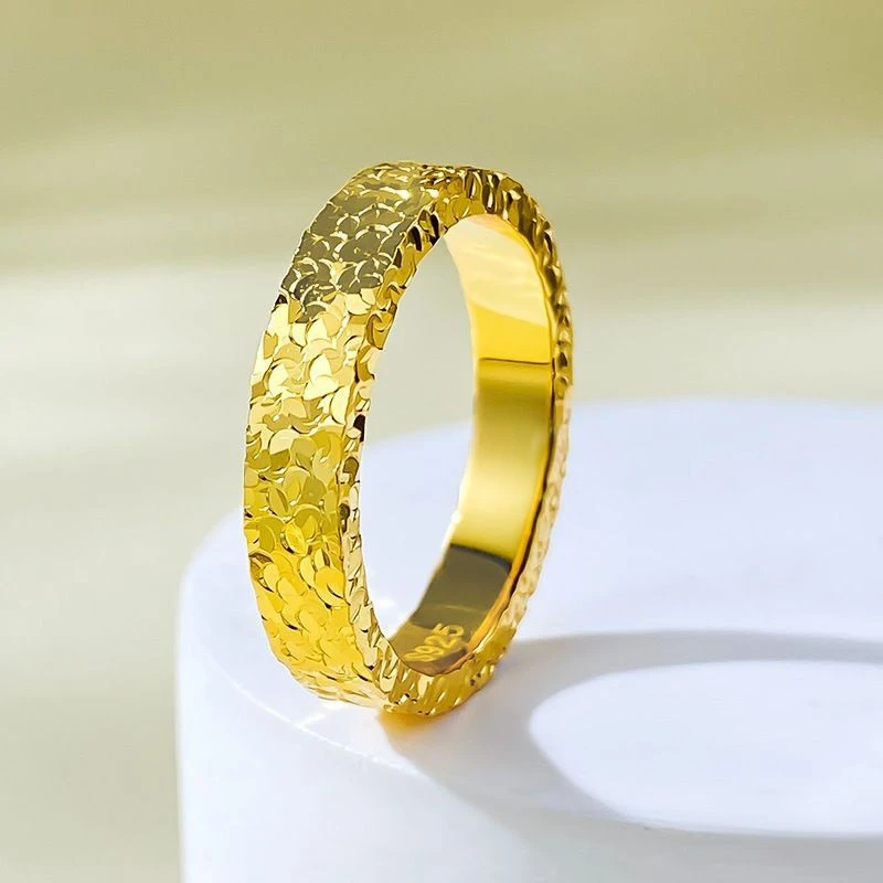 Anillos De Compromiso chapados en oro de 18k para parejas, joyería brillante AU750, oro amarillo, no desmontable