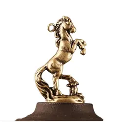 Brass Horse Step on Coins Lucky Statue Feng Shui Desk Ornament Zodiac Animal Figurines Miniatures Pure Copper Crafts Collections