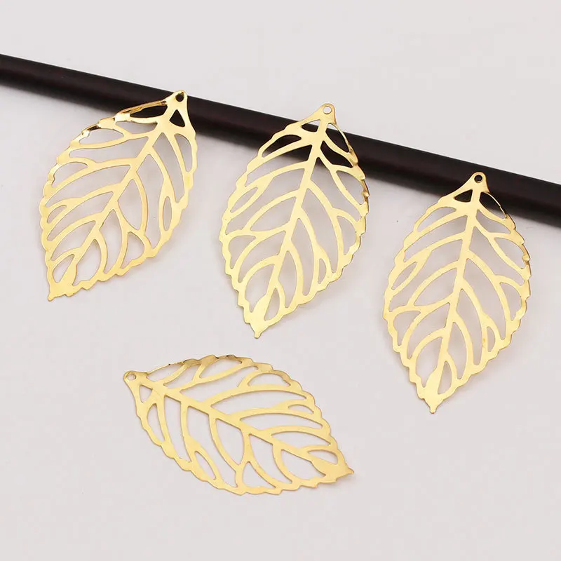 50pcs 3 Size Hollow Gold Tree Leaf Charms Pendants Beads for DIY Necklace Bracelet Jewelry Making Findings