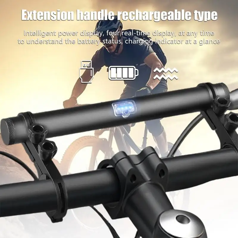 Bike Handlebar Extender Rechargeable MTB Road Bike Headlight Mount Bar Extension Bracket USB Charging Cycling Phone Holder